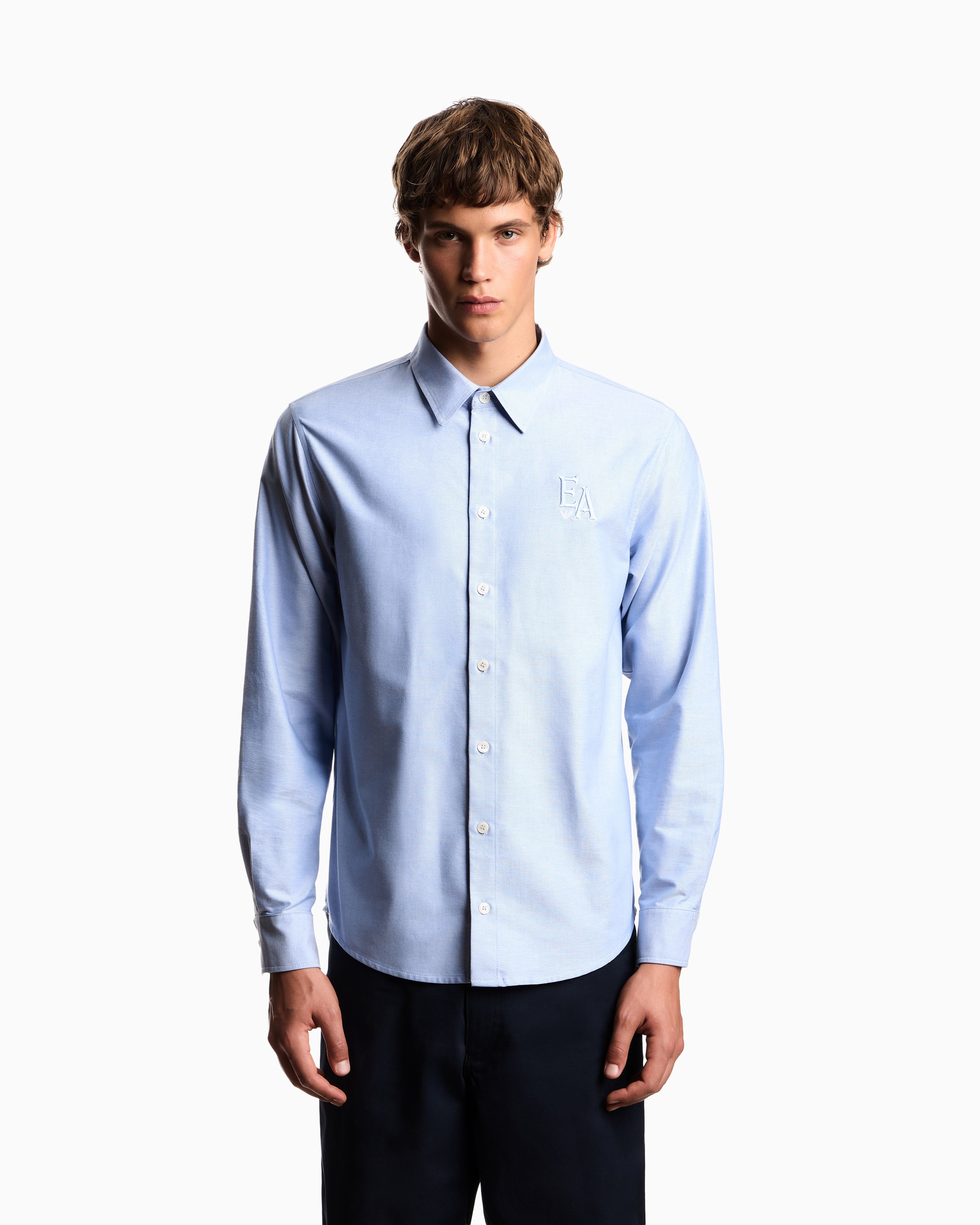 Emporio Armani Eagle Club cotton Oxford shirt with embroidery