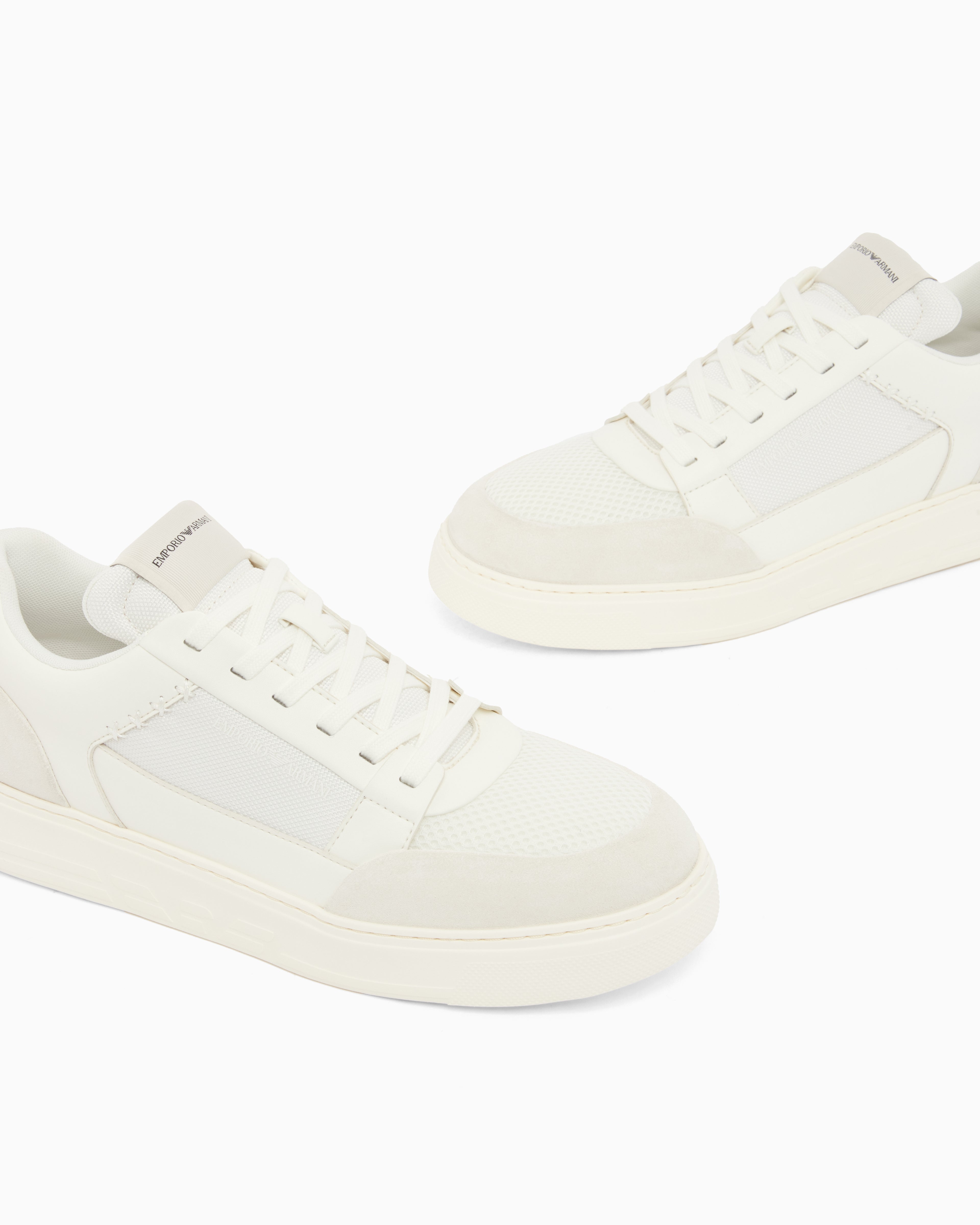 Emporio Armani Cordura Sneakers With Suede Details White