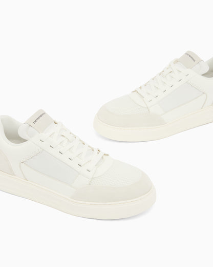 Emporio Armani Cordura Sneakers With Suede Details White
