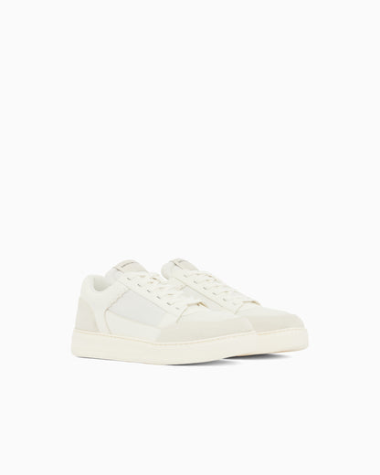 Emporio Armani Cordura Sneakers With Suede Details White