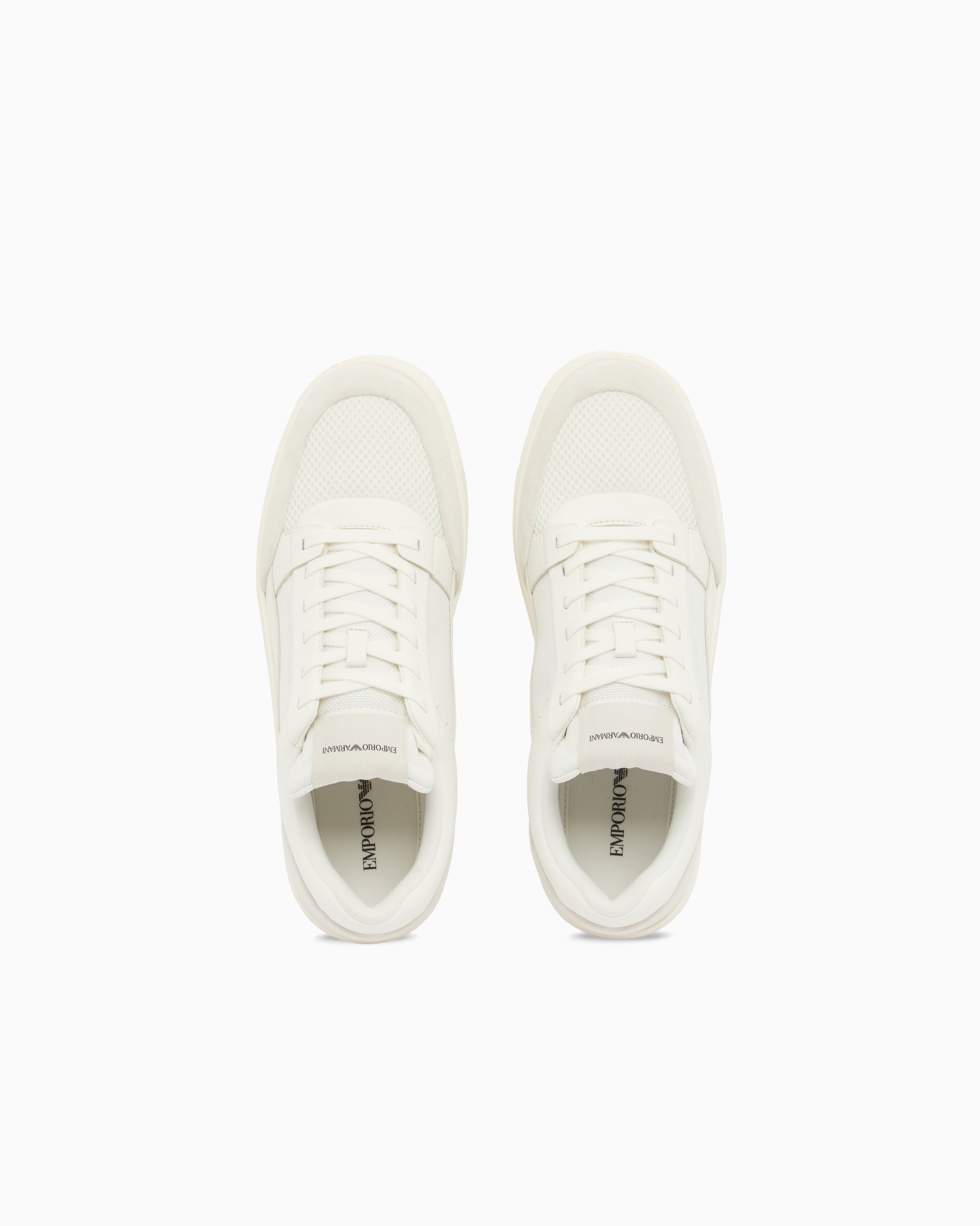 Emporio Armani Cordura Sneakers With Suede Details White
