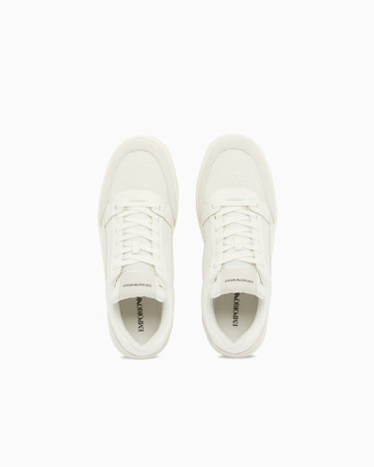 Emporio Armani Cordura Sneakers With Suede Details White