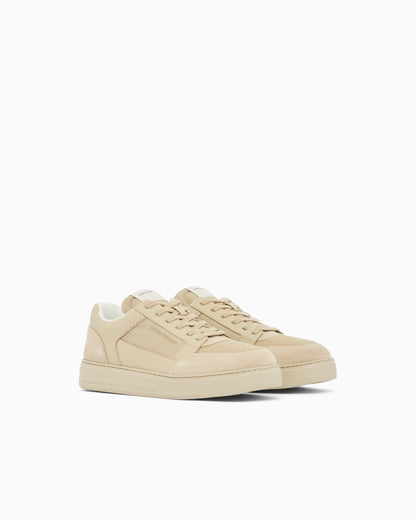 Emporio Armani Cordura Sneakers With Suede Details Beige