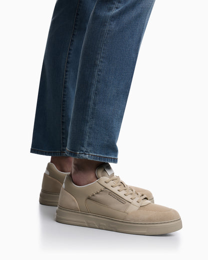 Emporio Armani Cordura Sneakers With Suede Details Beige