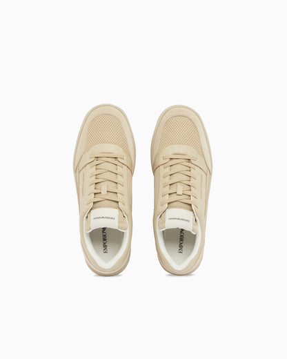 Emporio Armani Cordura Sneakers With Suede Details Beige