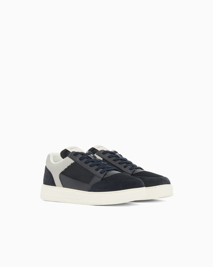 Emporio Armani Cordura Sneakers With Suede Details Navy Blue
