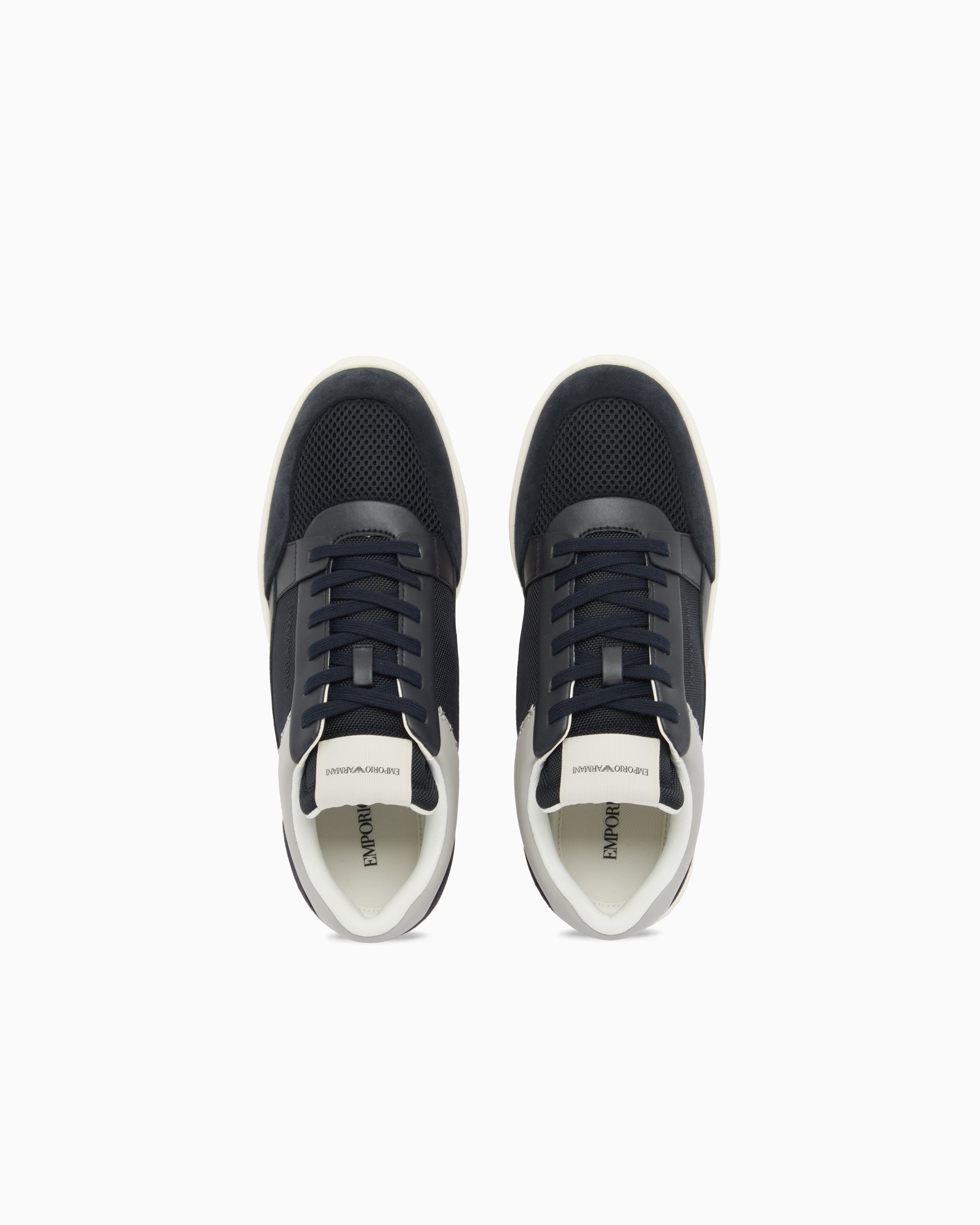 Emporio Armani Cordura Sneakers With Suede Details Navy Blue