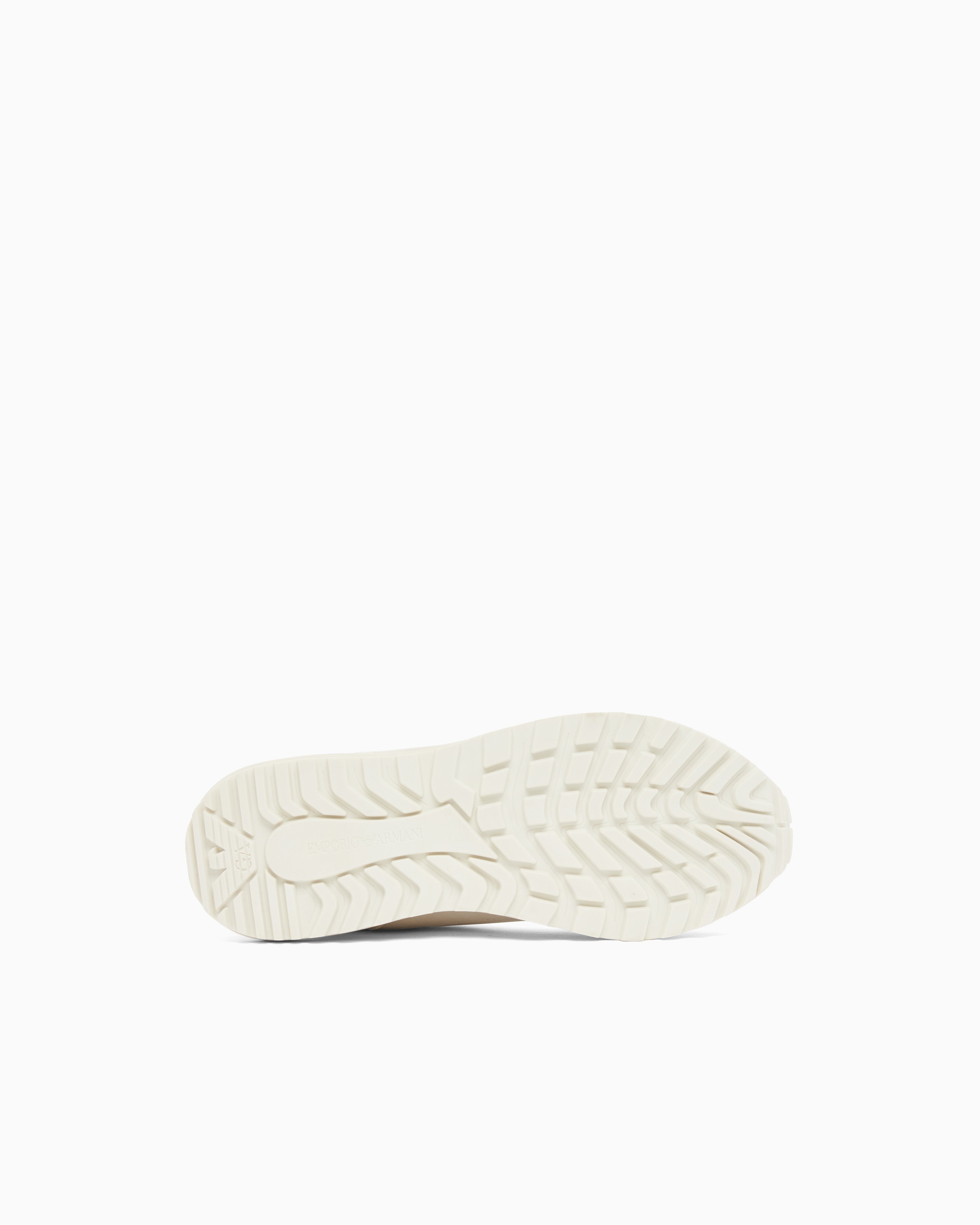 Emporio Armani Cordura Sneakers With Suede Details And Side Logo White