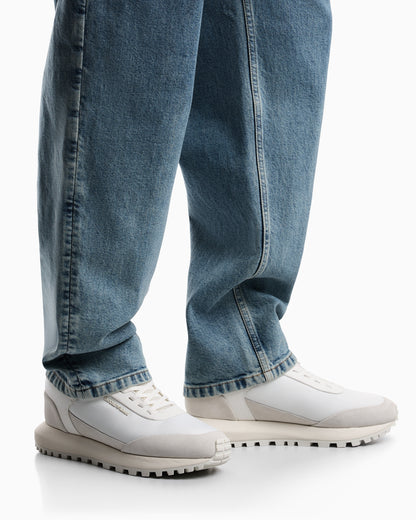 Emporio Armani Cordura Sneakers With Suede Details And Side Logo White