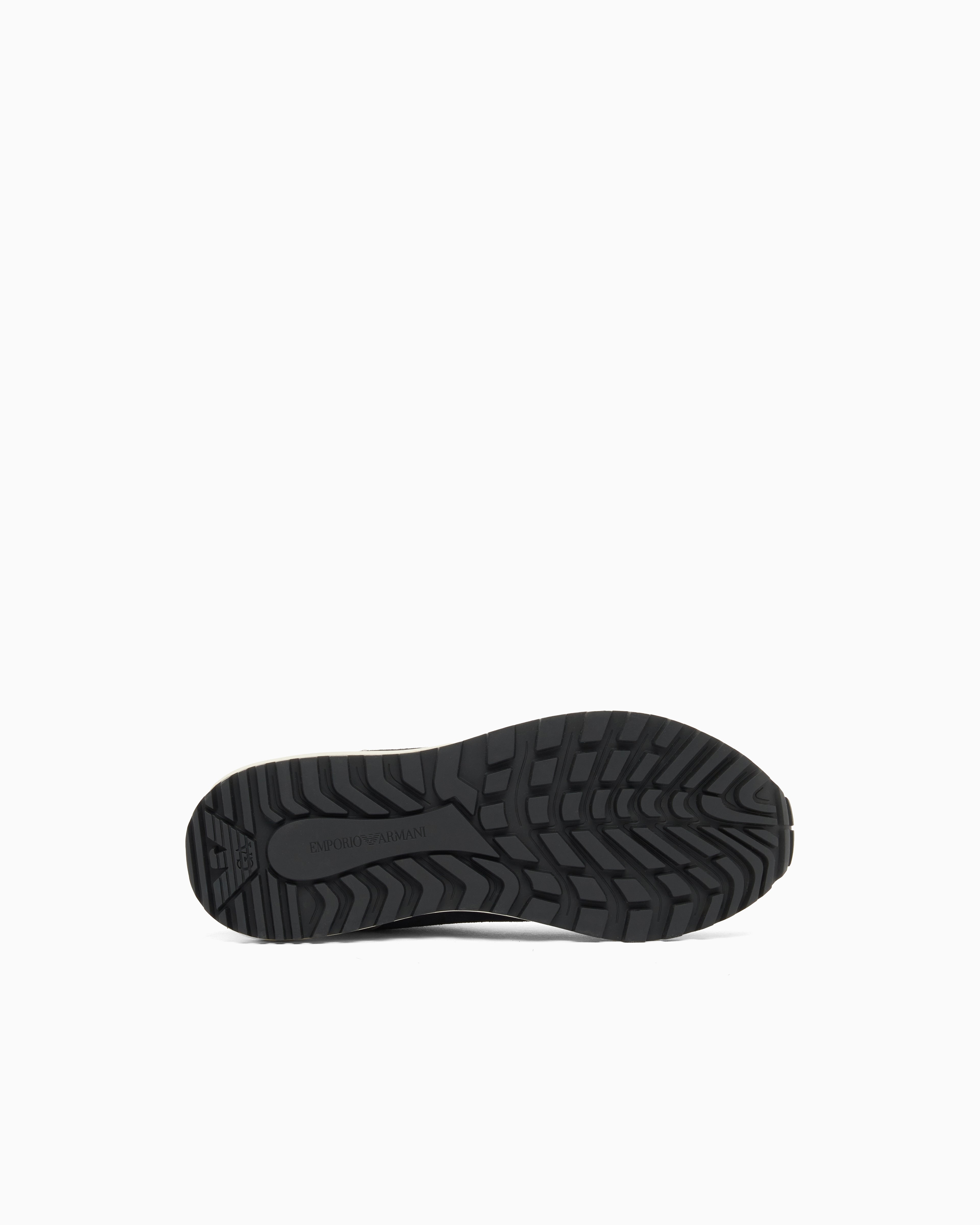 Emporio Armani Cordura Sneakers With Suede Details And Side Logo Navy Blue