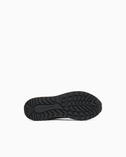Emporio Armani Cordura Sneakers With Suede Details And Side Logo Navy Blue