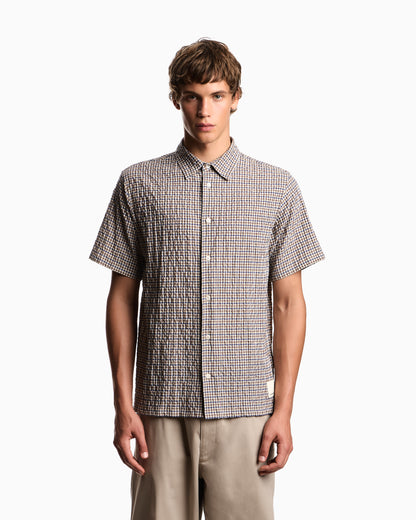 Emporio Armani Eagle Club crinkle fabric shirt with check motif