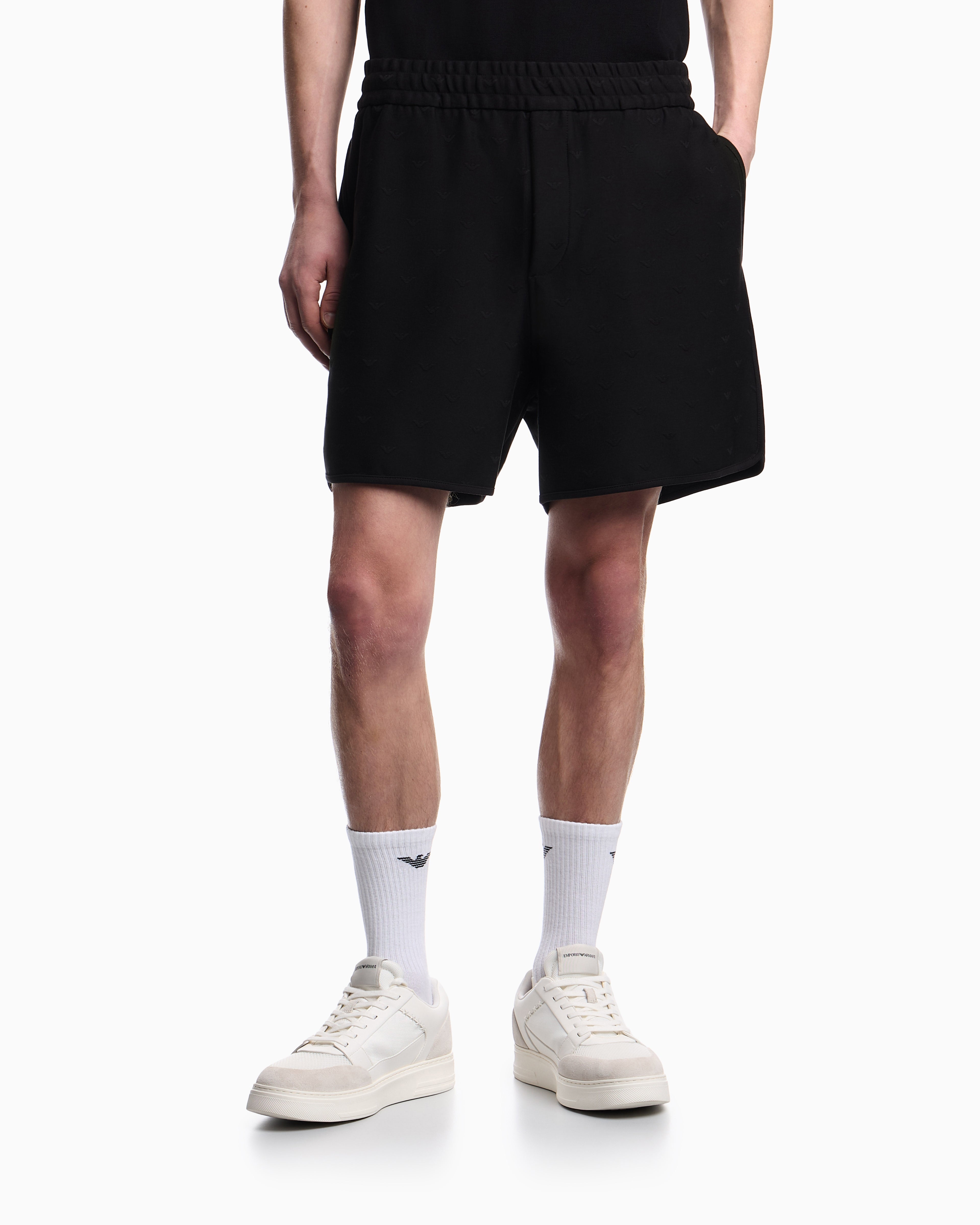 Emporio Armani Shorts in all-over micro eagle jacquard jersey