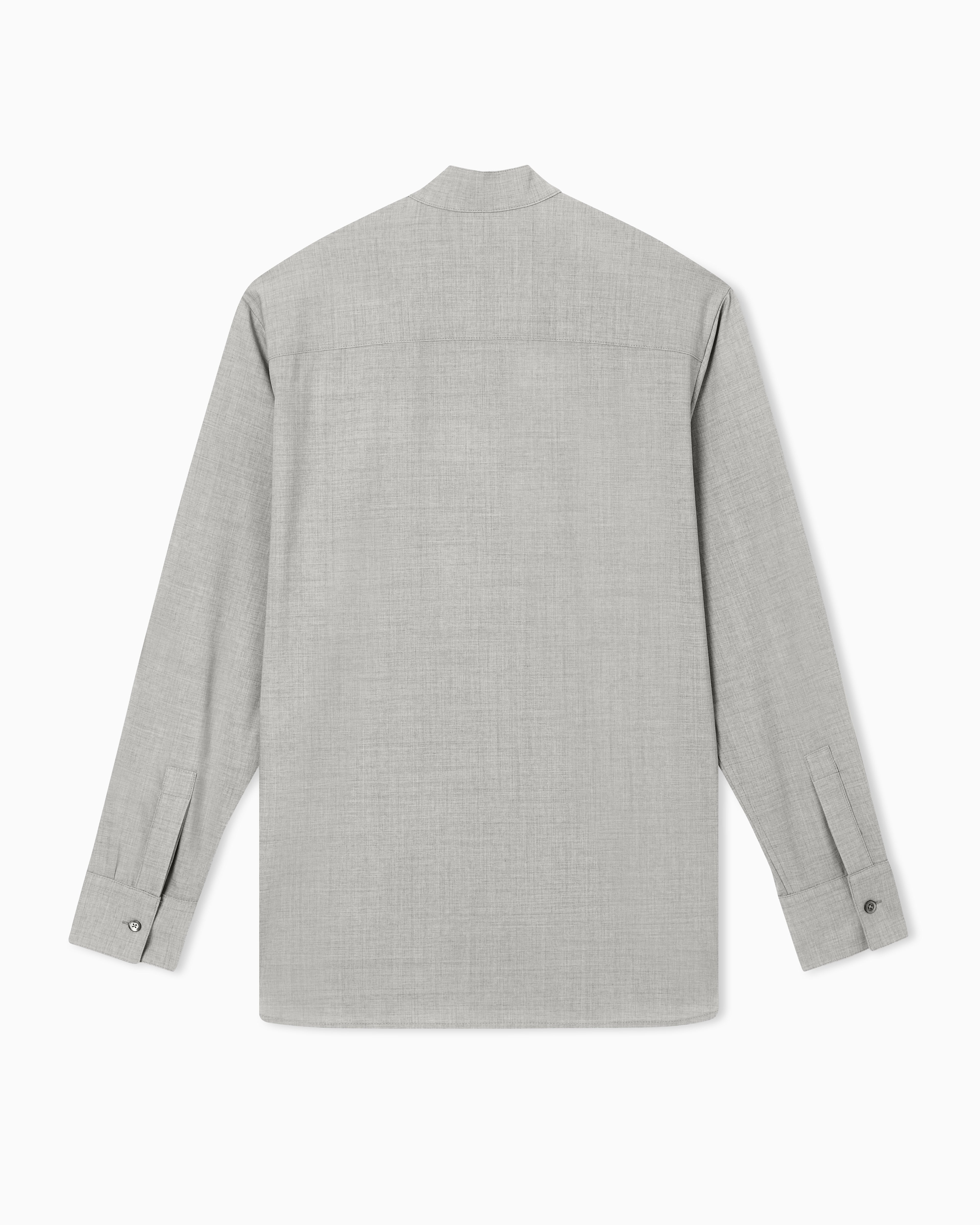 Emporio Armani Guru-collar shirt in soft-finish virgin-wool canvas