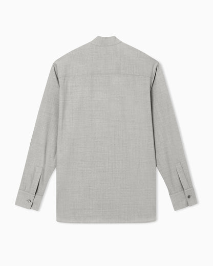 Emporio Armani Guru-collar shirt in soft-finish virgin-wool canvas