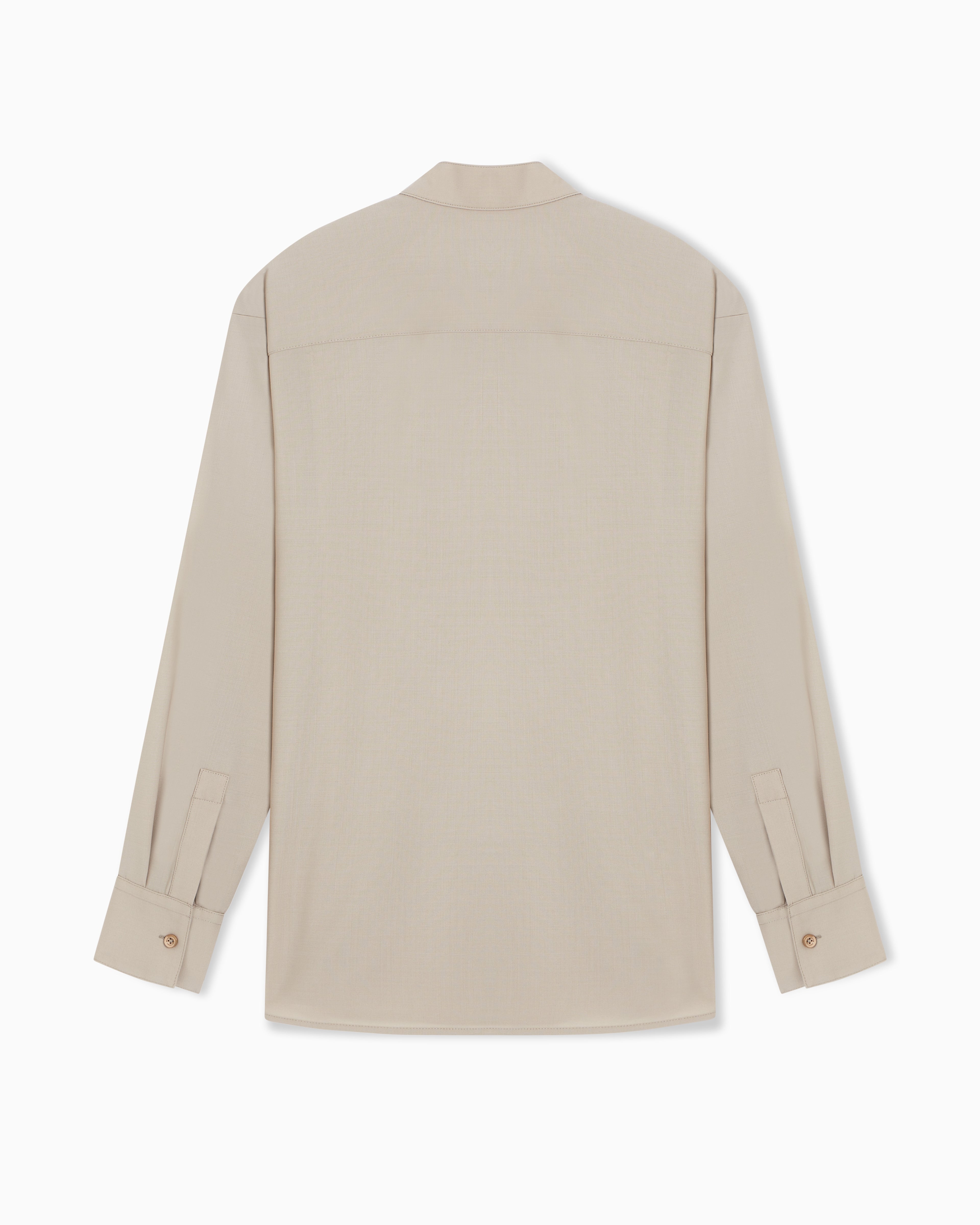 Emporio Armani Guru-collar shirt in soft-finish virgin-wool canvas