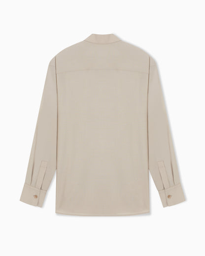 Emporio Armani Guru-collar shirt in soft-finish virgin-wool canvas