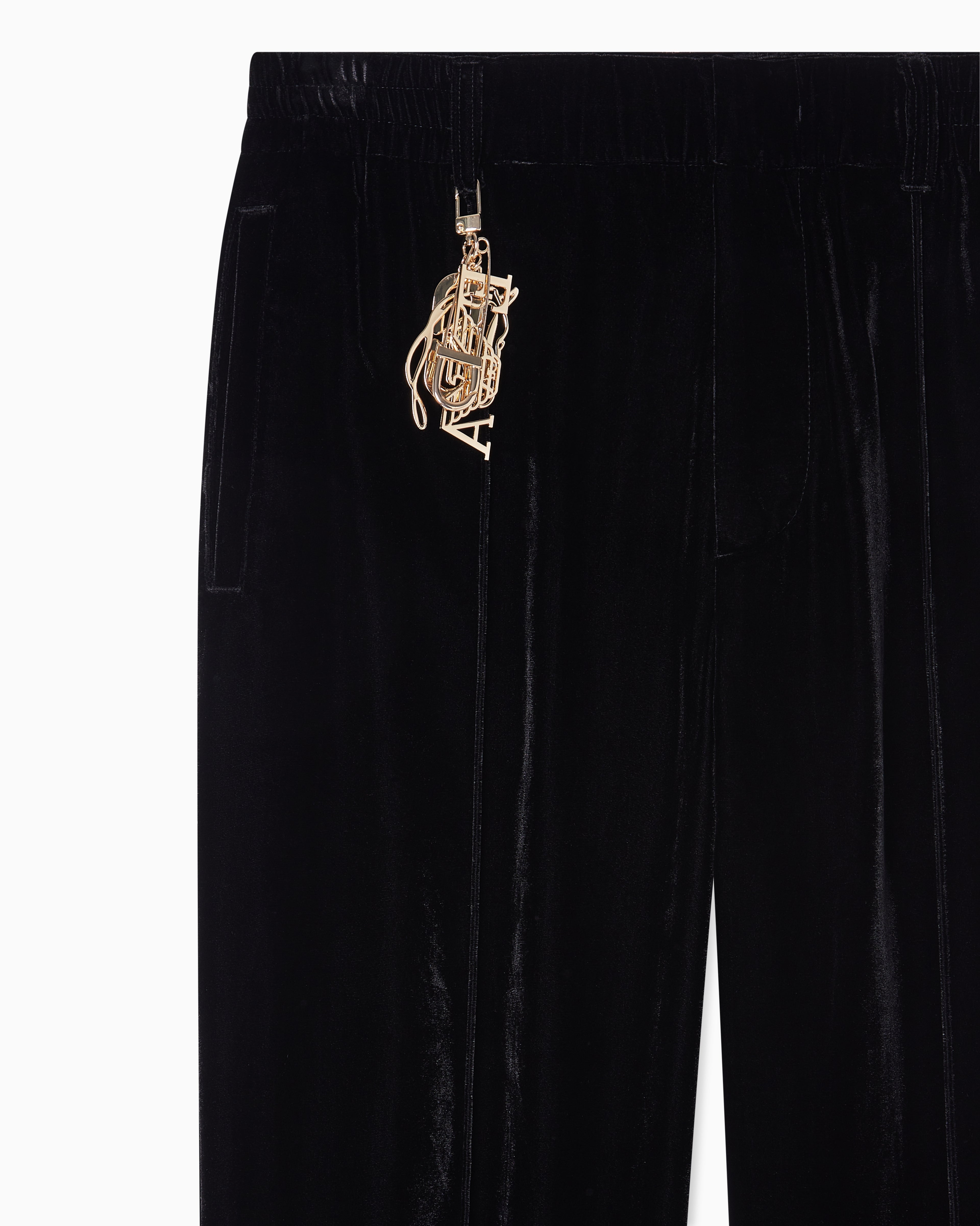 Emporio Armani Lunar New Year chenille trousers with ribbing and charm