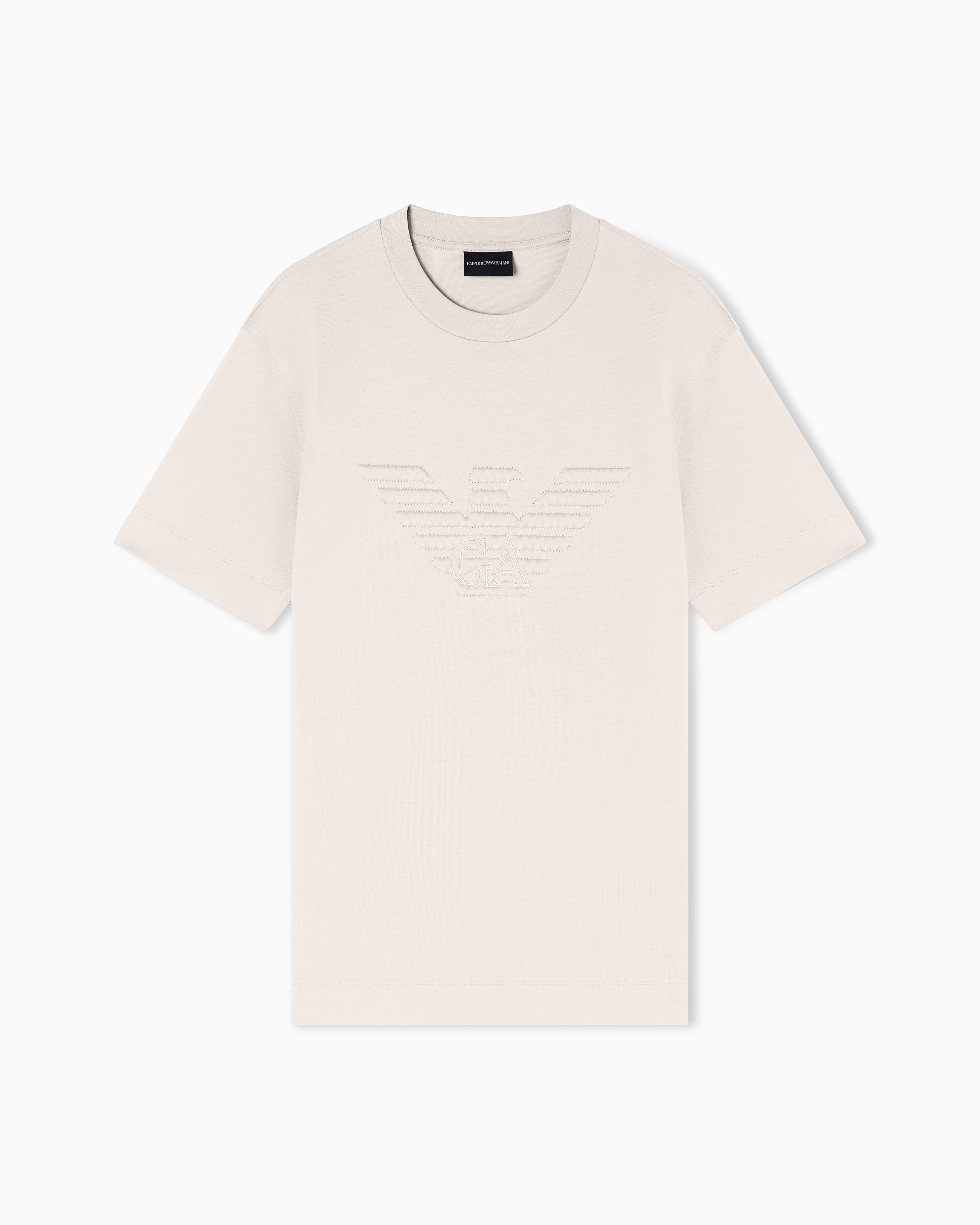 Emporio Armani Slim fit T-shirt in heavy jersey with domed eagle