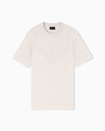 Emporio Armani Slim fit T-shirt in heavy jersey with domed eagle