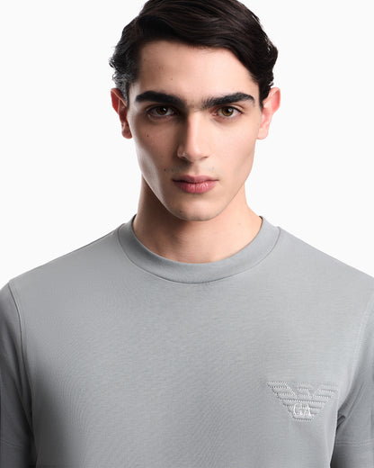 Emporio Armani Slim fit T-shirt in heavy jersey with domed eagle