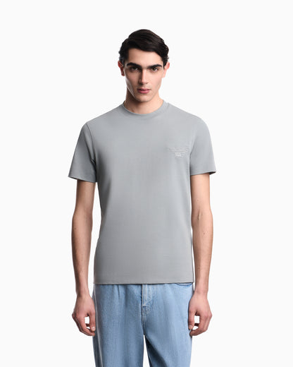 Emporio Armani Slim fit T-shirt in heavy jersey with domed eagle