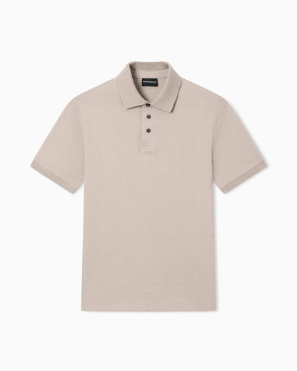 Emporio Armani Slim-fit jersey polo shirt with all-over jacquard eagle