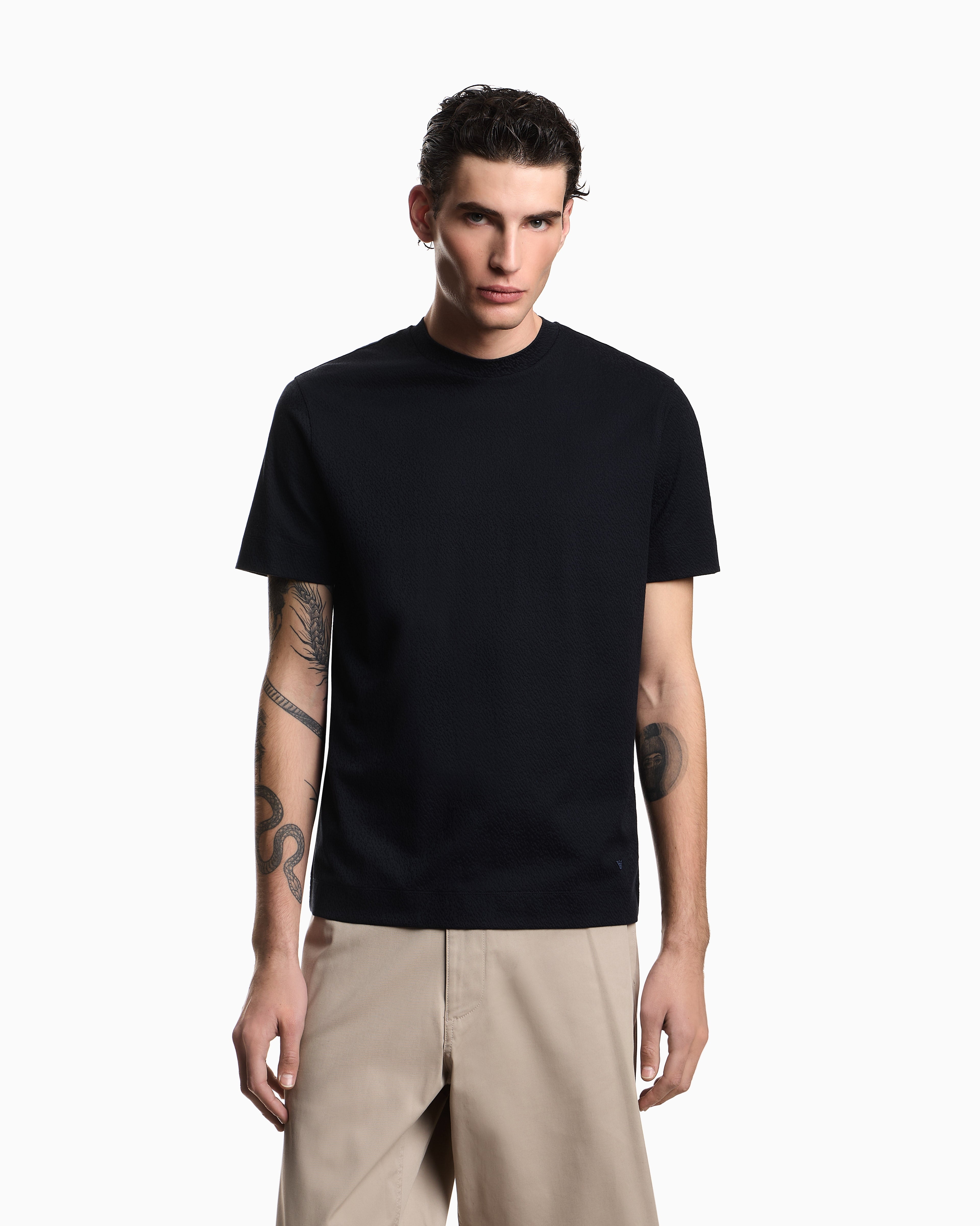 Emporio Armani Intarsia-effect jacquard jersey T-shirt