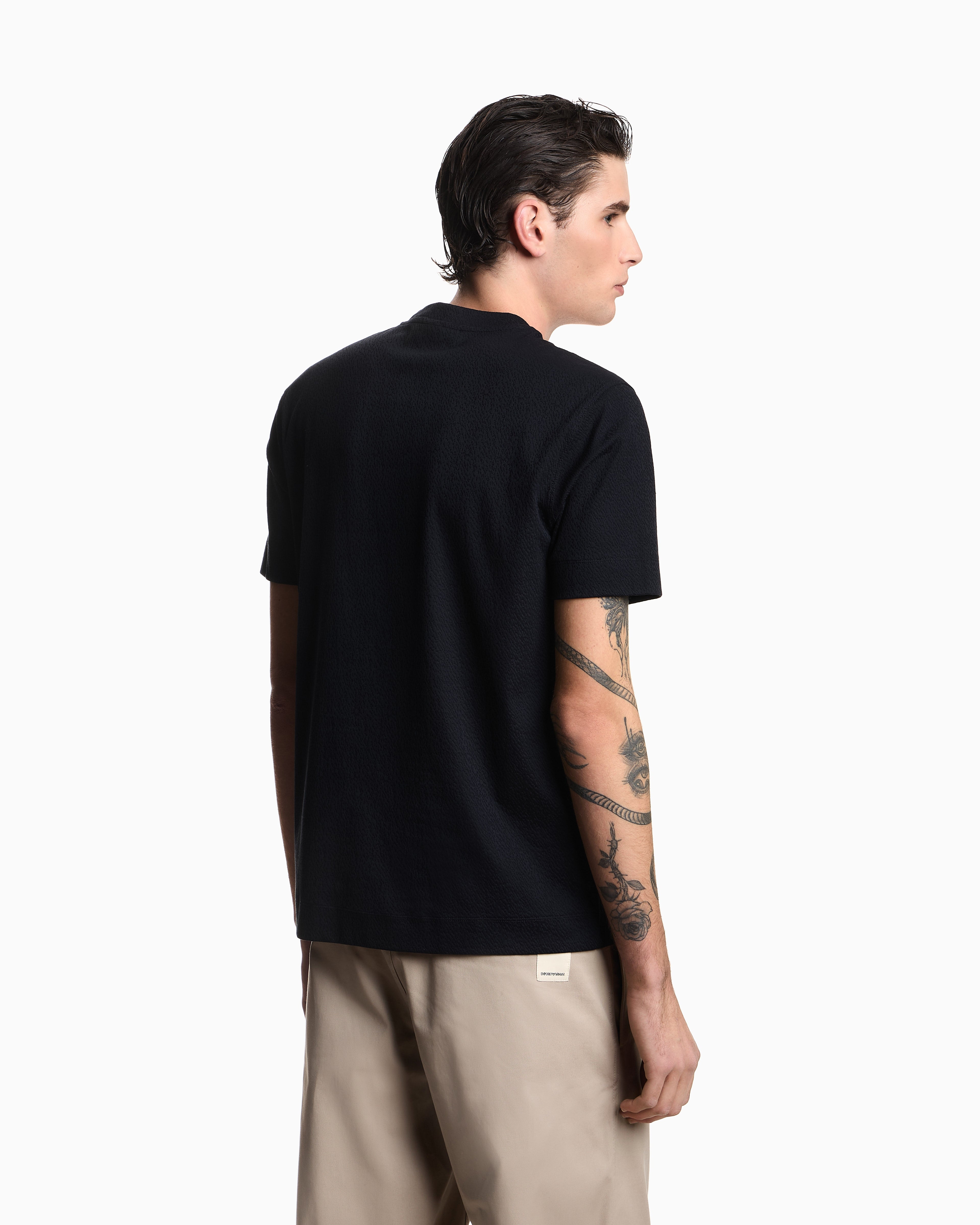 Emporio Armani Intarsia-effect jacquard jersey T-shirt