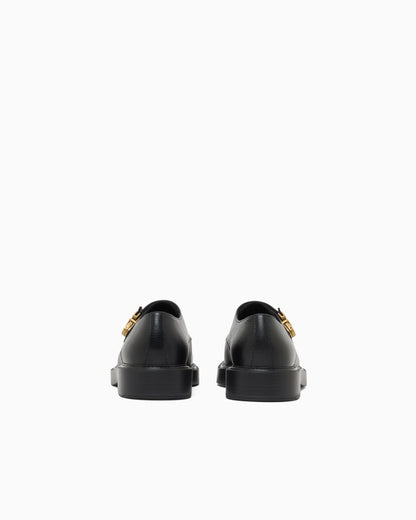 Emporio Armani Icon Pebbled Leather Chunky Monk Straps Black
