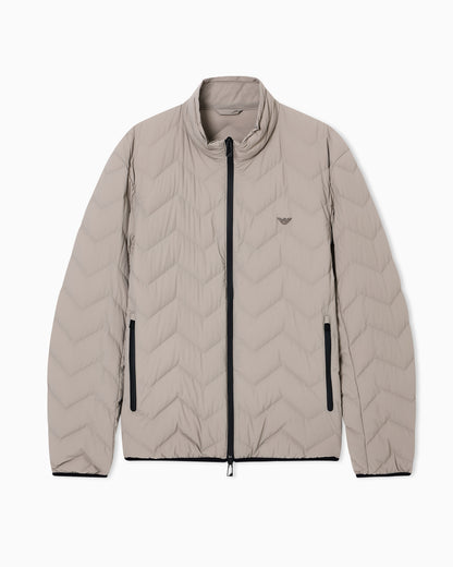Emporio Armani Nylon down jacket with zip and chevron quilting Essential