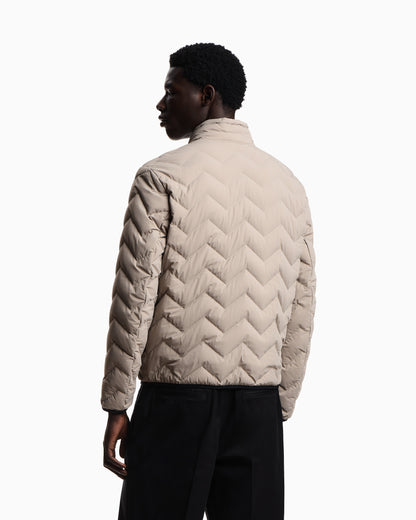 Emporio Armani Nylon down jacket with zip and chevron quilting Essential