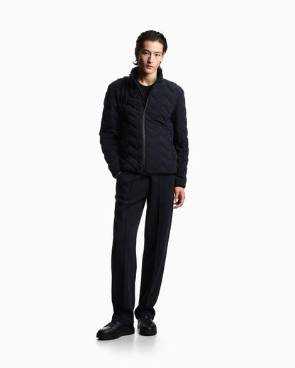 Emporio Armani Nylon down jacket with zip and chevron quilting Essential