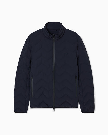 Emporio Armani Nylon down jacket with zip and chevron quilting Essential