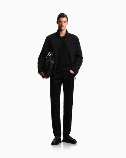 Emporio Armani Nylon down jacket with zip and chevron quilting Essential