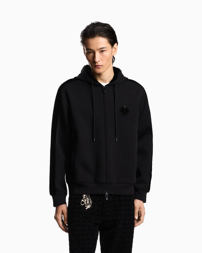Emporio Armani Lunar New Year double-jersey hooded zip-up sweatshirt with patch and tape