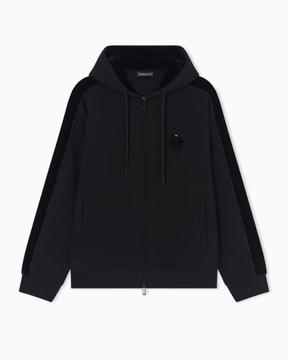 Emporio Armani Lunar New Year double-jersey hooded zip-up sweatshirt with patch and tape