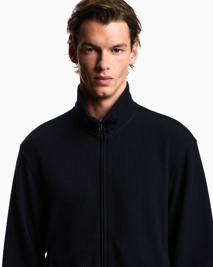 Emporio Armani Travel Essential full-zip embossed effect jersey sweatshirt