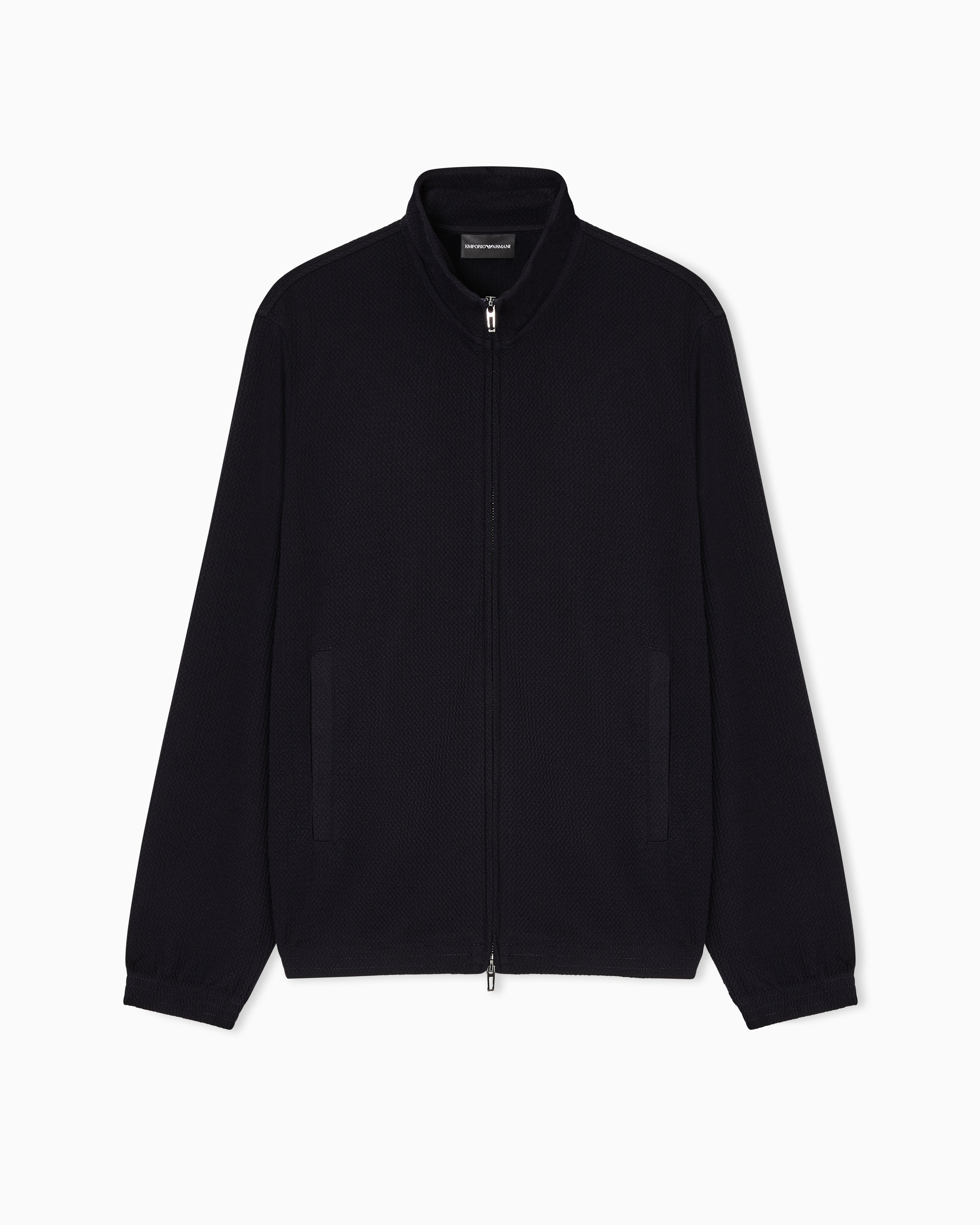 Emporio Armani Travel Essential full-zip embossed effect jersey sweatshirt