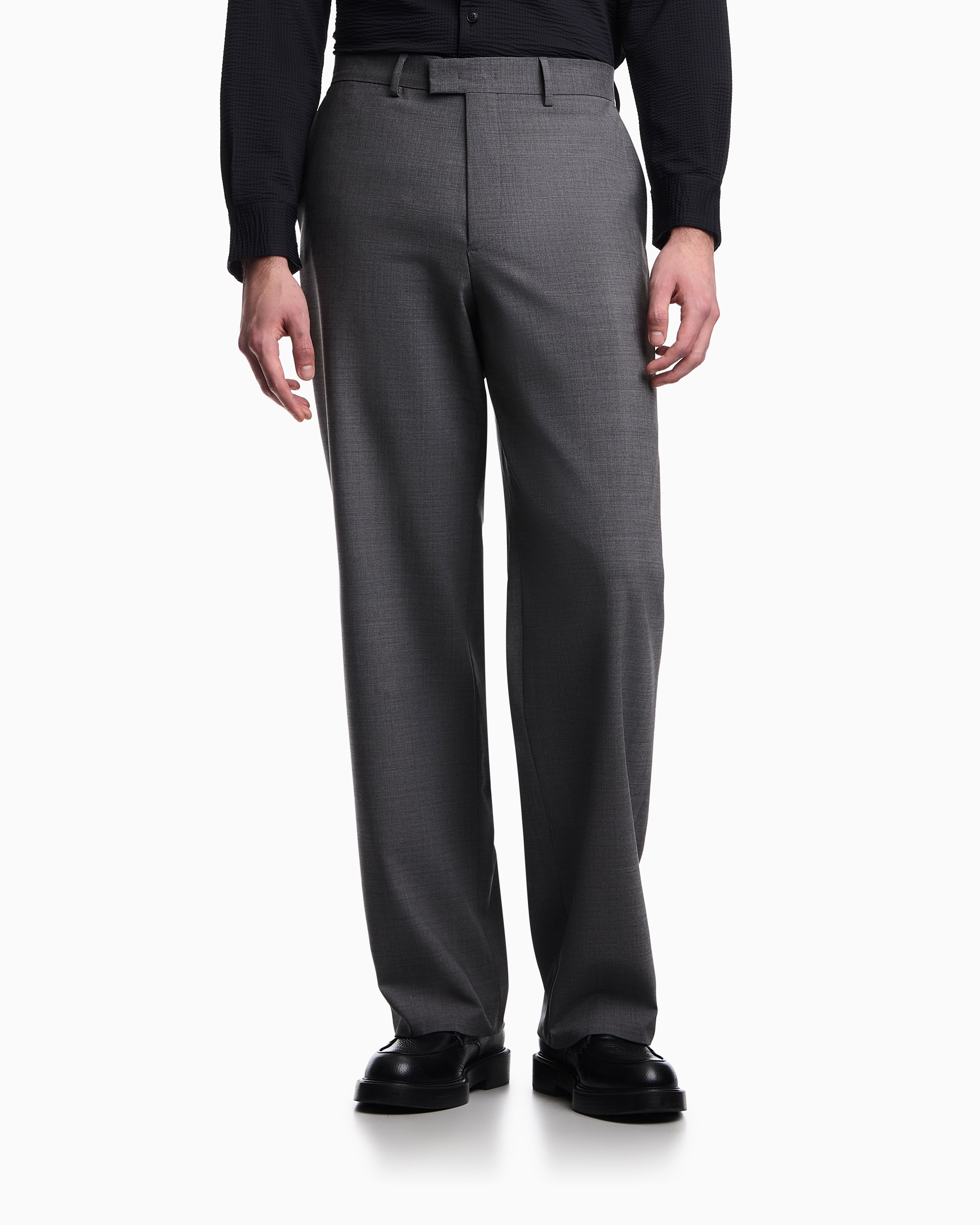 Emporio Armani Soft-finish stretch wool-canvas trousers