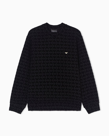 Emporio Armani Lunar New Year double-jersey sweatshirt with all-over flocked eagles