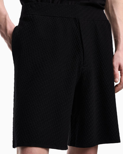 Emporio Armani viscose knit Bermuda shorts with raised stitch design