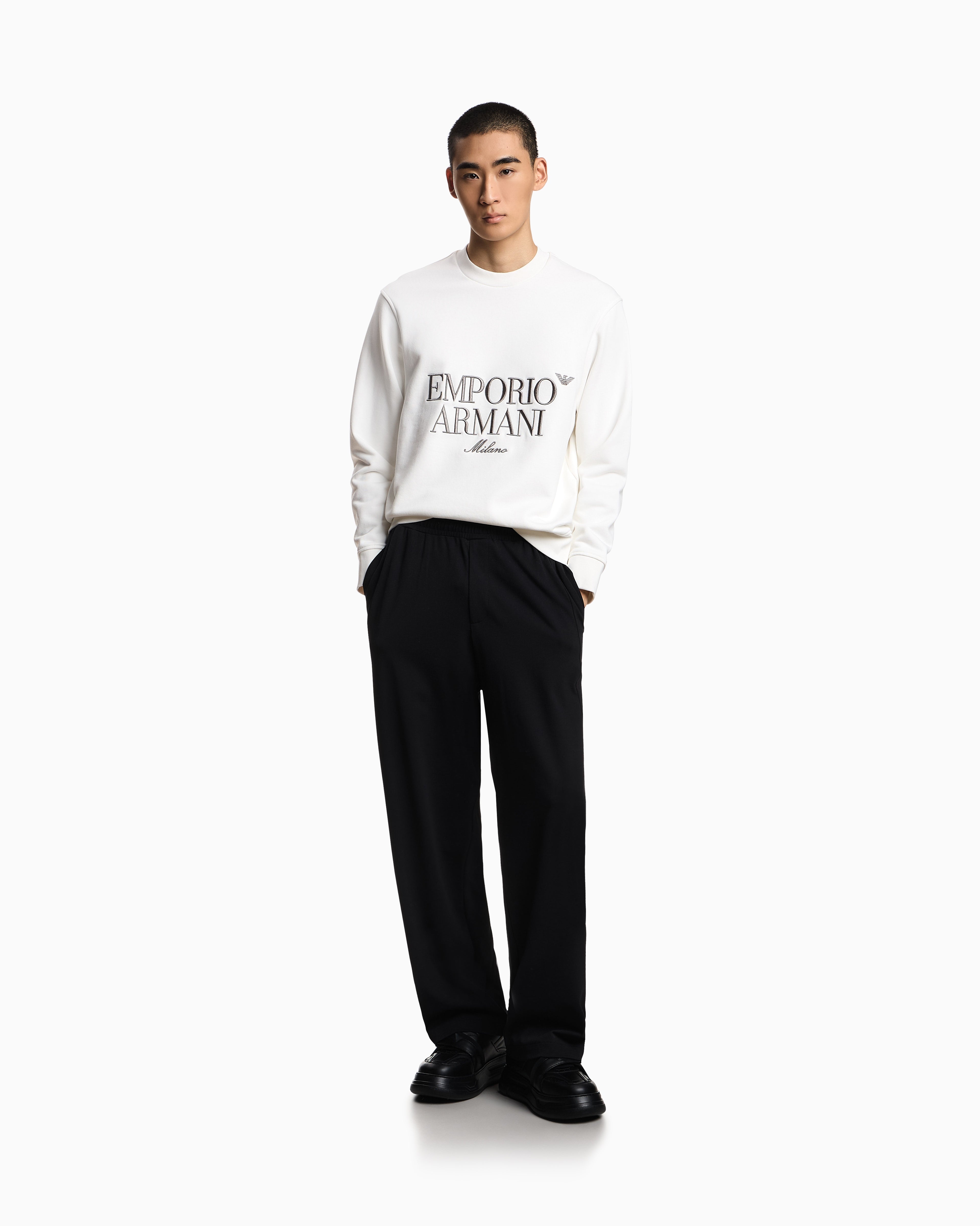 Emporio Armani French terry jersey sweatshirt with embroidered logo