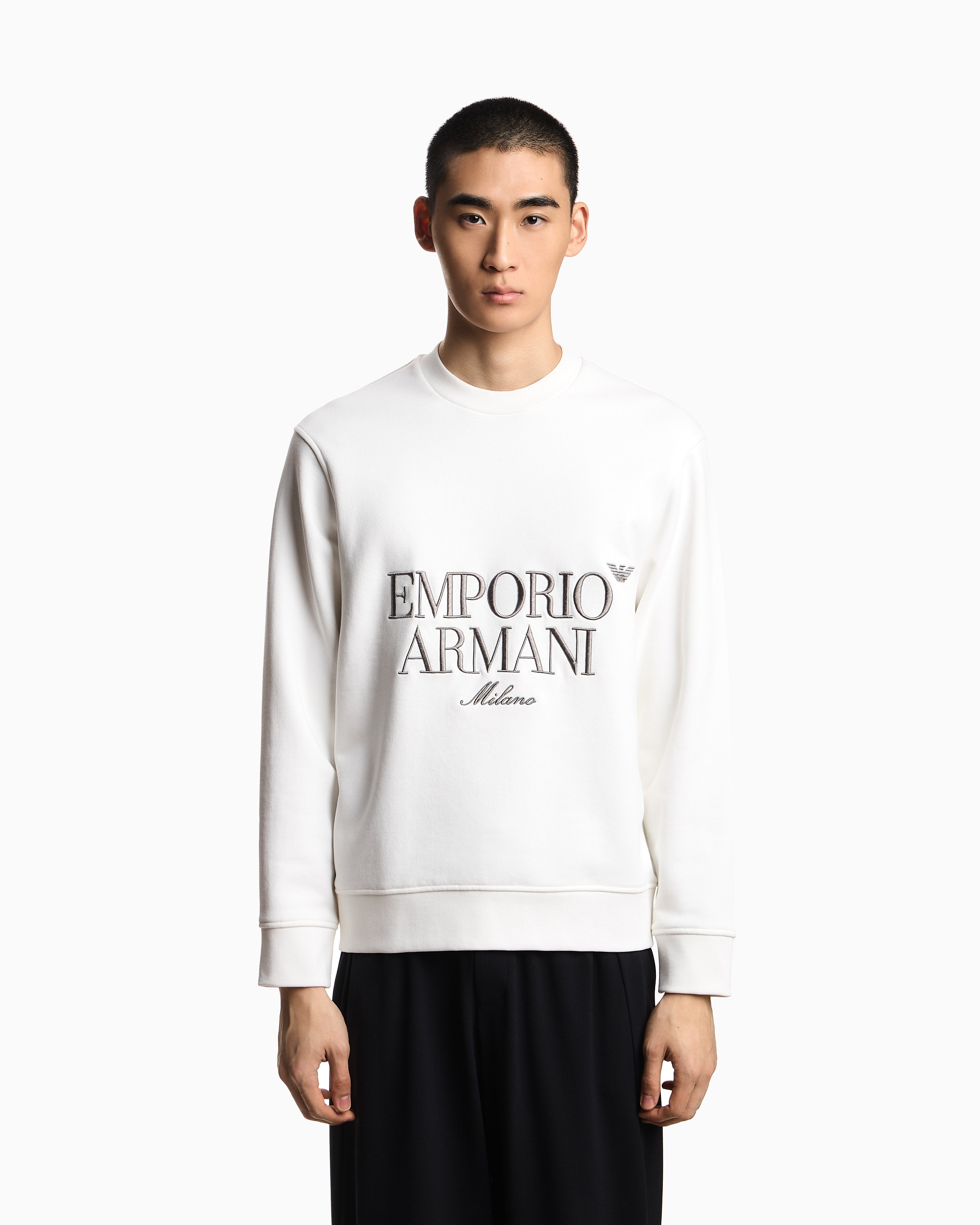 Emporio Armani French terry jersey sweatshirt with embroidered logo