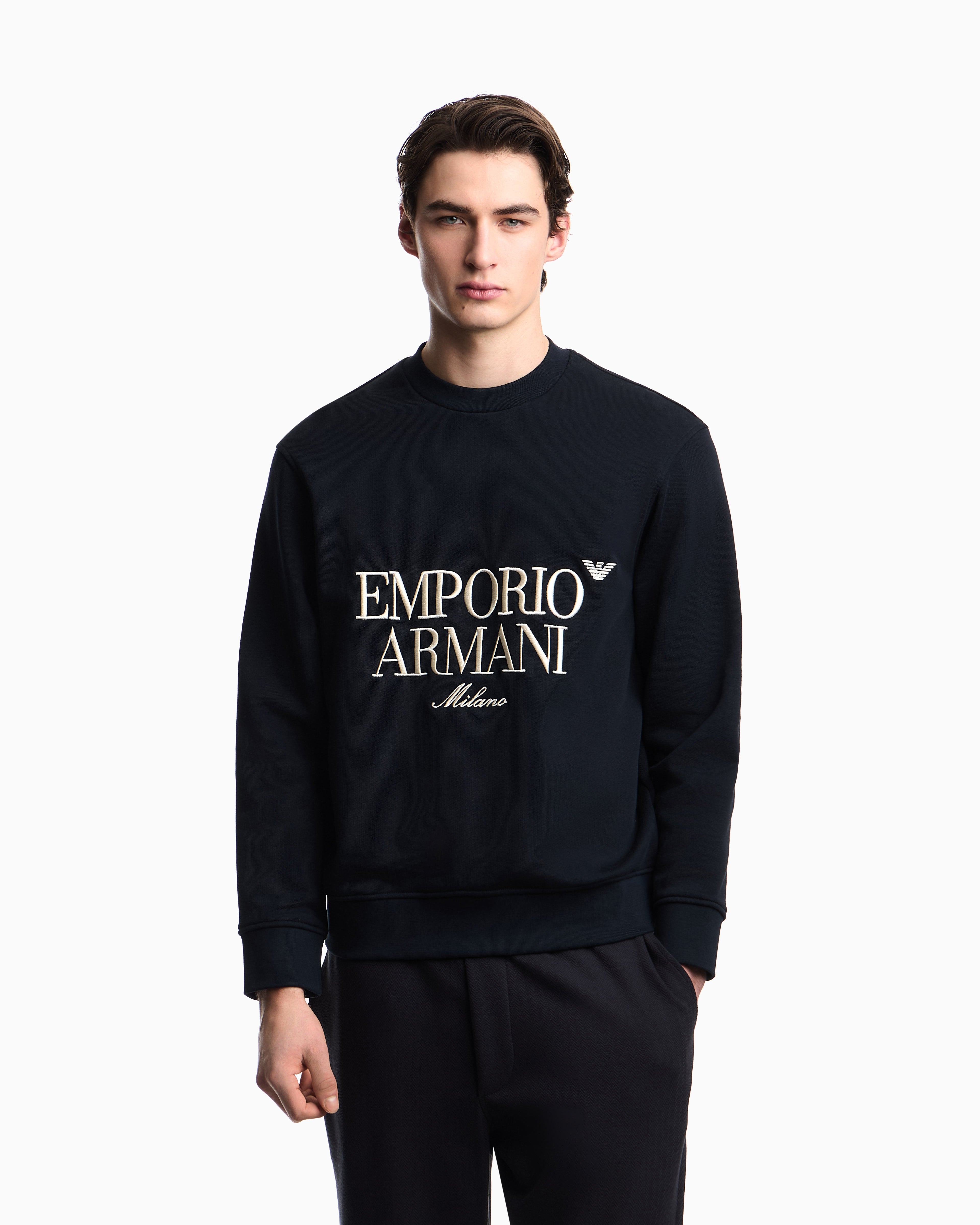 Emporio Armani French terry jersey sweatshirt with embroidered logo