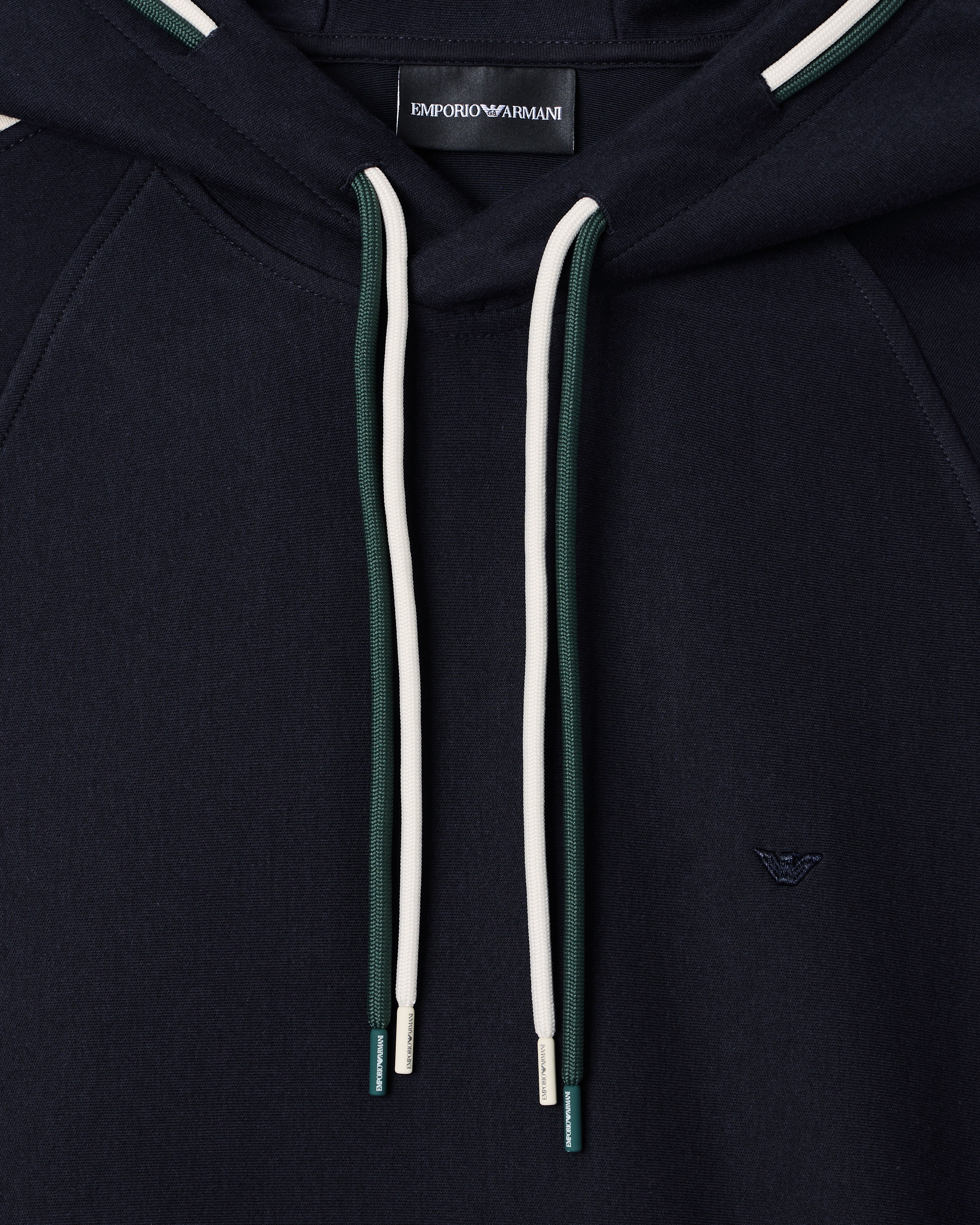 Emporio Armani Hooded sweatshirt in a Lyocell blend double jersey with stripes