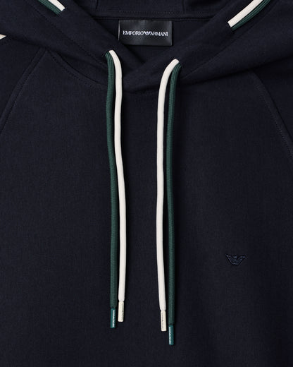 Emporio Armani Hooded sweatshirt in a Lyocell blend double jersey with stripes