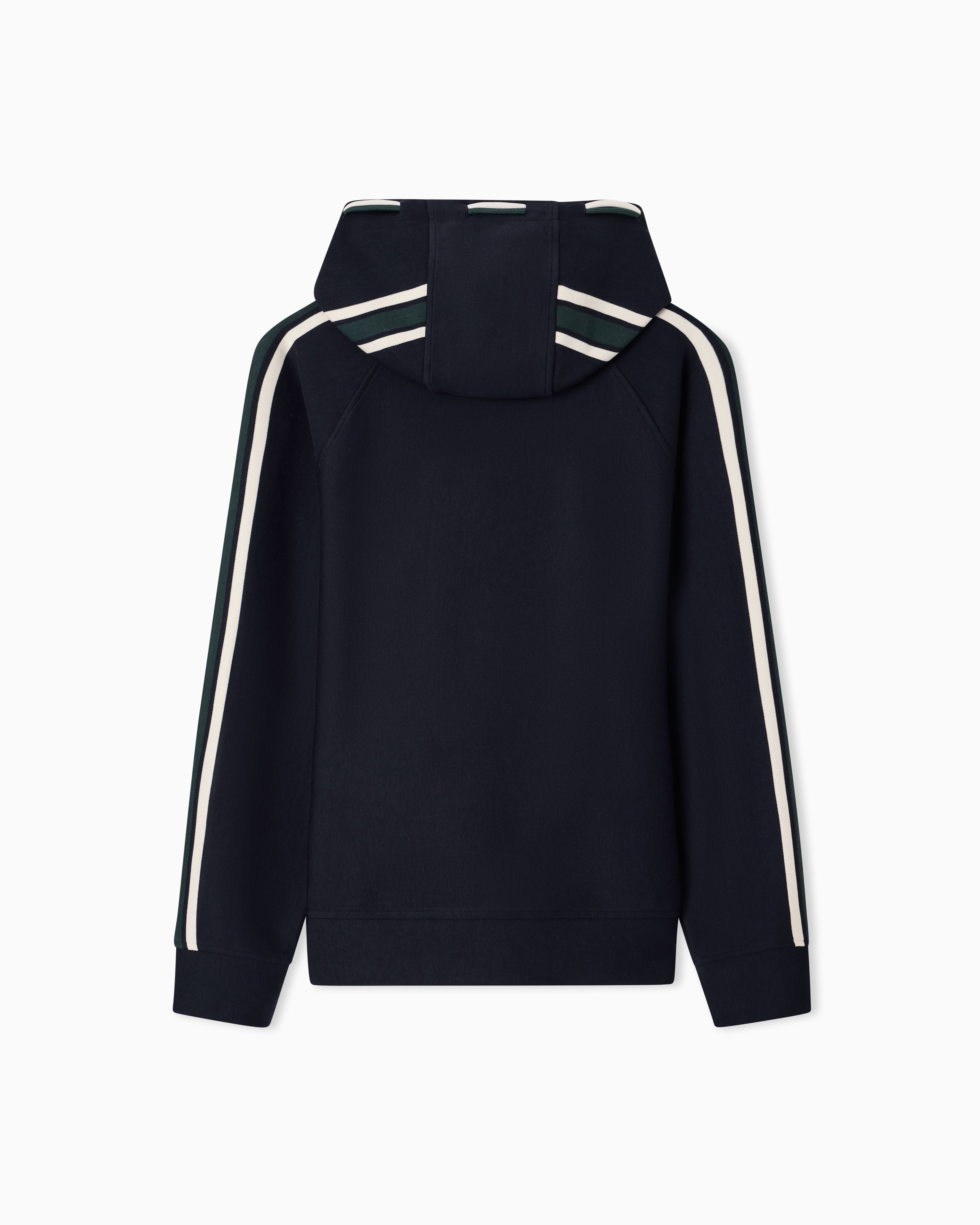 Emporio Armani Hooded sweatshirt in a Lyocell blend double jersey with stripes