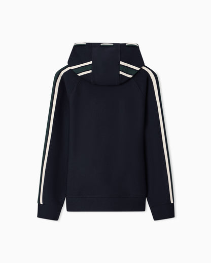 Emporio Armani Hooded sweatshirt in a Lyocell blend double jersey with stripes