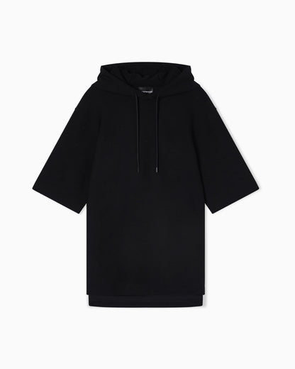 Emporio Armani Jacquard jersey hooded sweatshirt with all-over micro eagle